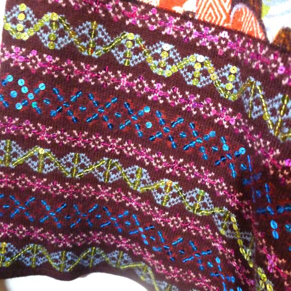 LARK RISING 100% Merino Wool Floral/Asian Vampire Printed Cardigan Wrap M - Picture 5 of 12